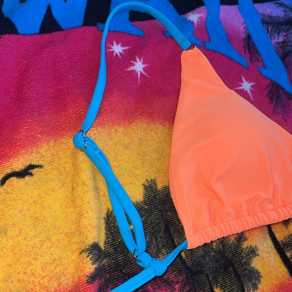 ZAFUL Electric Orange & Neon Blue String BIKINI Women’s Size 6 TOP & BOTTOM SWIM - Picture 5 of 9